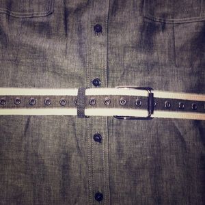 Tahari Linen Gray Button-up Dress